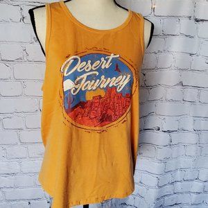 Rock and Roll Denim Sleeveless Graphic Tank, Round Neckline, Relaxed Fit